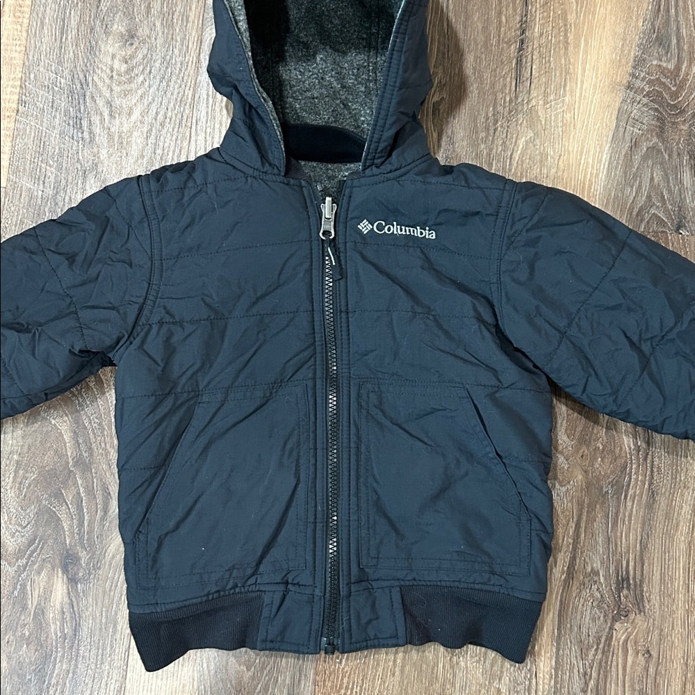 Columbia Lined Toddler Reversible Jacket Black Gray Lining Inside Size XXS - Picture 3 of 15